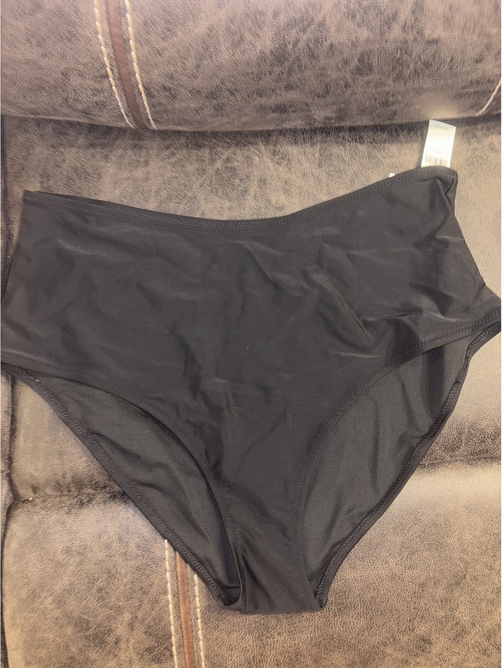 NWT Women’s Black High Waisted Swim Bikini Bottoms Size XL Classic Full Coverage